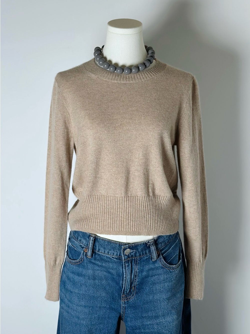 J.Crew Very Good Condition 100% Cashmere Cropped Sweater Women’s M Oatmeal Beige